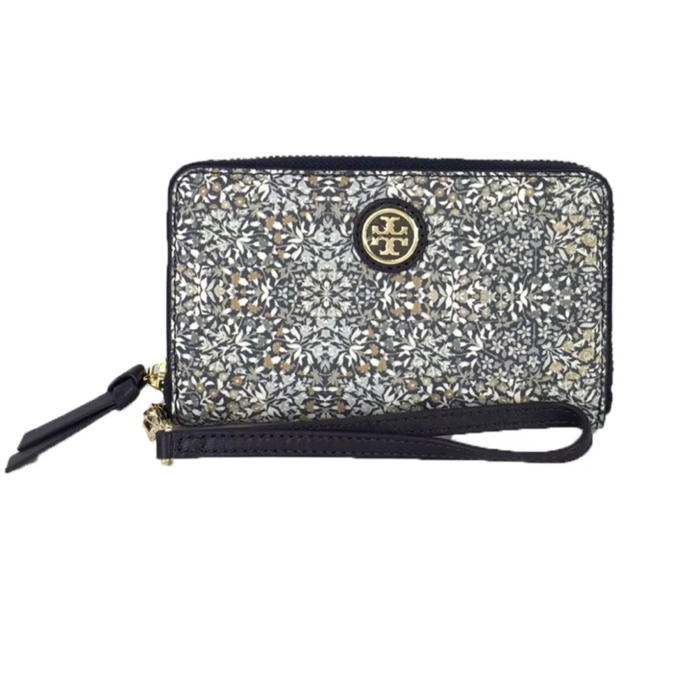 Tory Burch Floral Wallet - Black and Gold